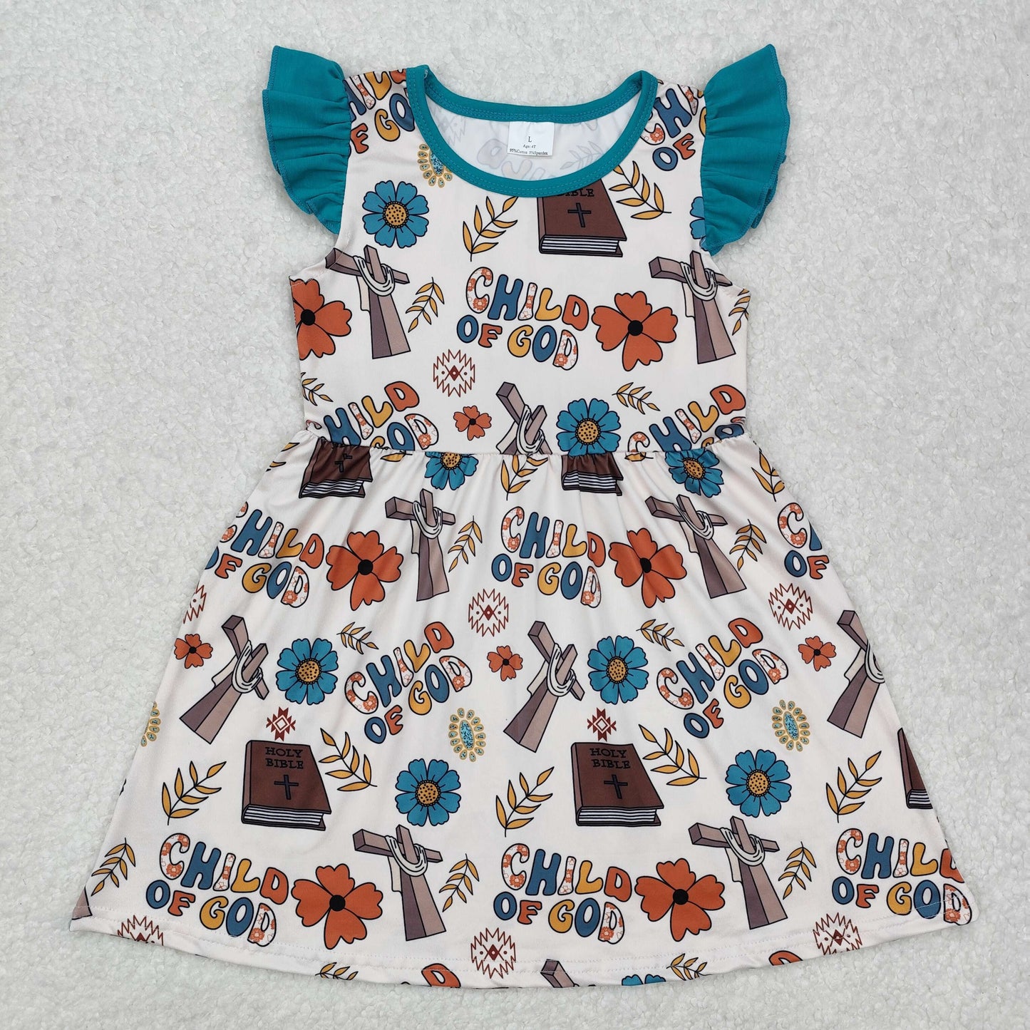 GSD1742 Easter boutique dress girl clothes with Cross Ruffle sleeveless dress Girls Boutique outfits 202501 RTS