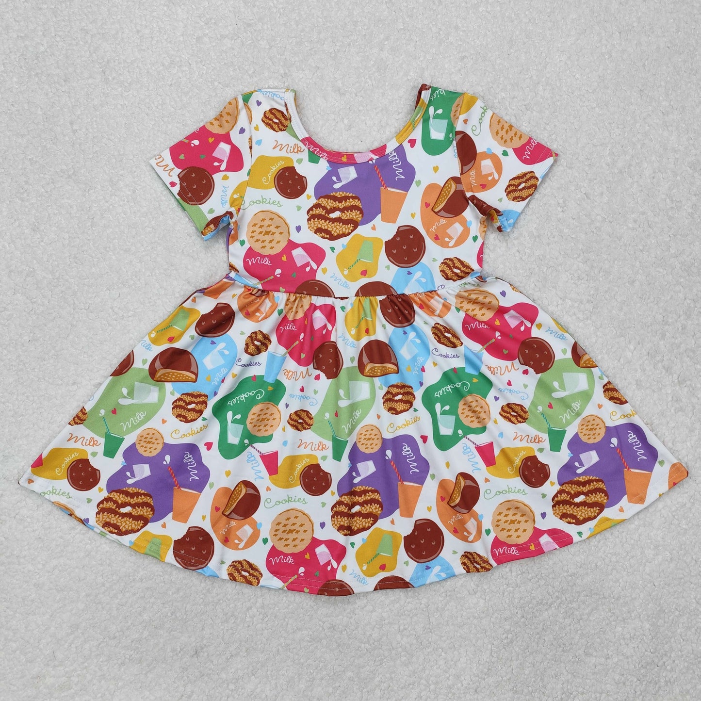 GSD1809 Cookies Colored short sleeve Dresses Girls boutique outfit 202501