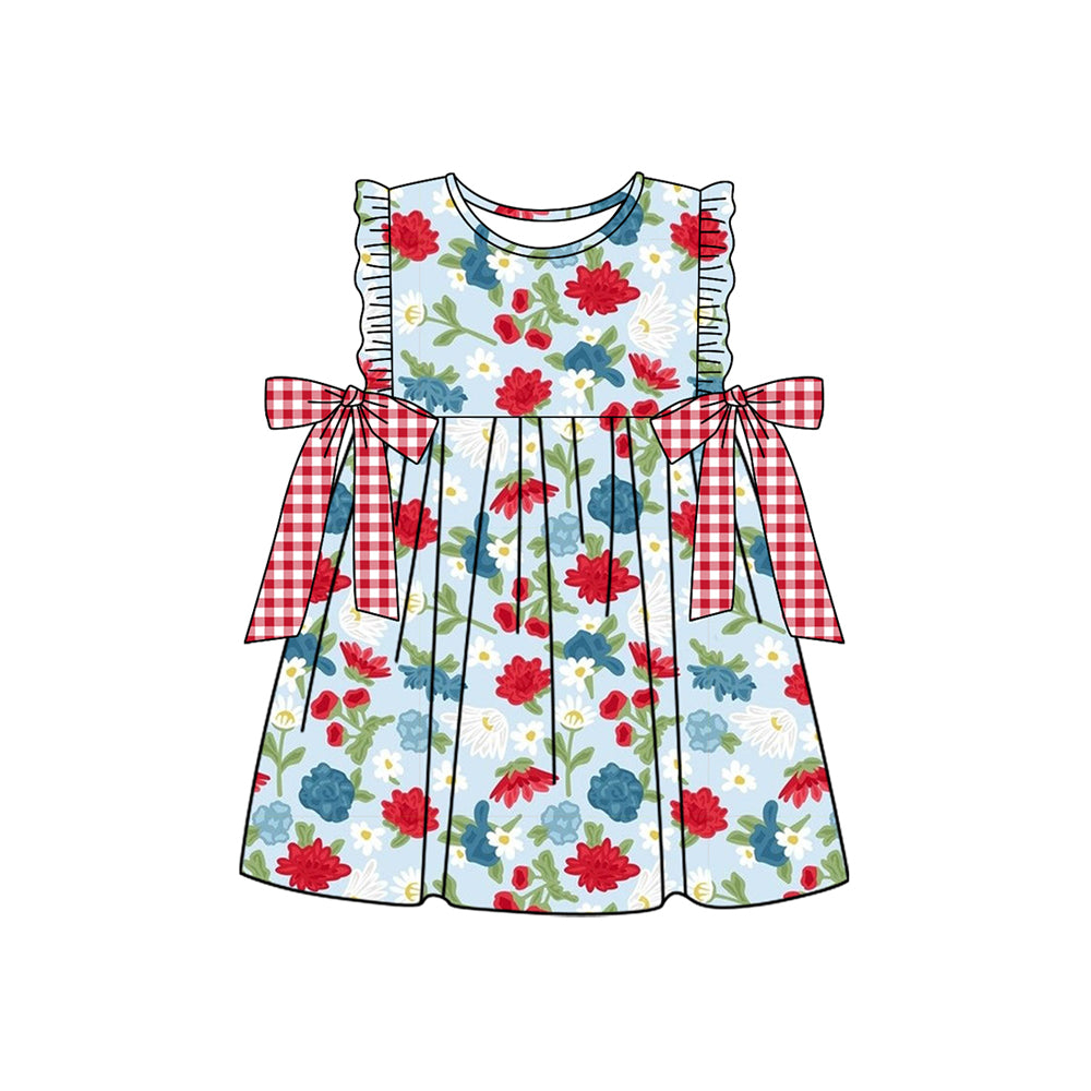 Preorder GSD1838 Flower Bow Girls Boutique Sleeveless Dress Summer clothes 202501