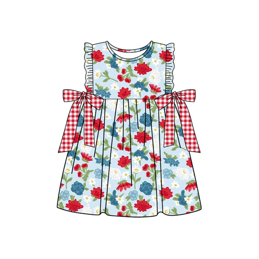 Preorder GSD1838 Flower Bow Girls Boutique Sleeveless Dress Summer clothes 202501