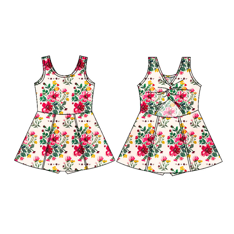 GSD1844 Flower sleeveless Dress Yoga romper dress Girls Summer clothes 202501/202502 RTS