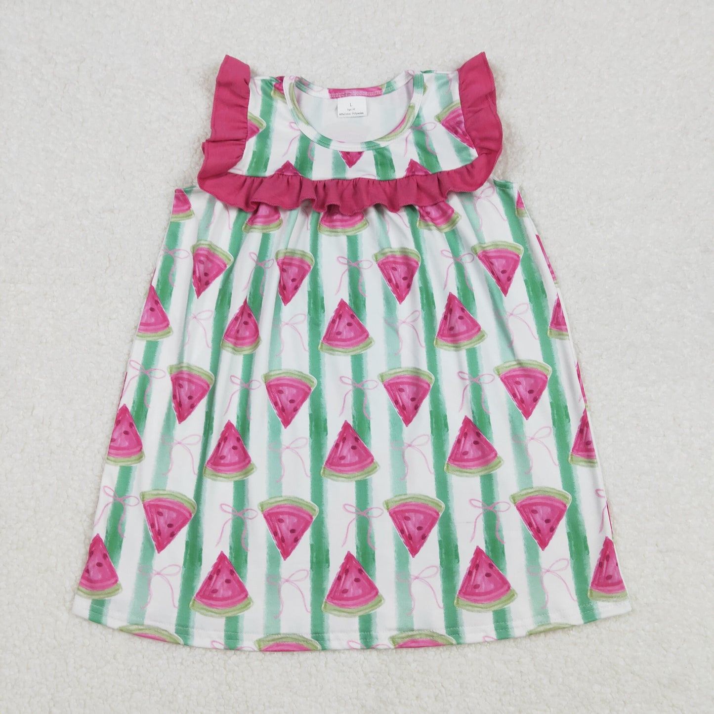GSD1911 Red Green Watermelon Ruffle Sleeveless Dress Girls Boutique clothes 202502 RTS
