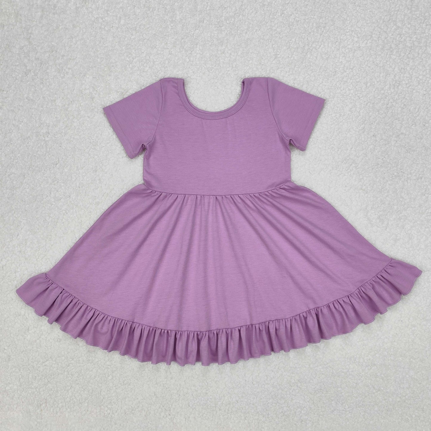 GSD1914 Pure Purple Ruffle Short Sleeve Dress Girls Boutique clothes 202503 RTS