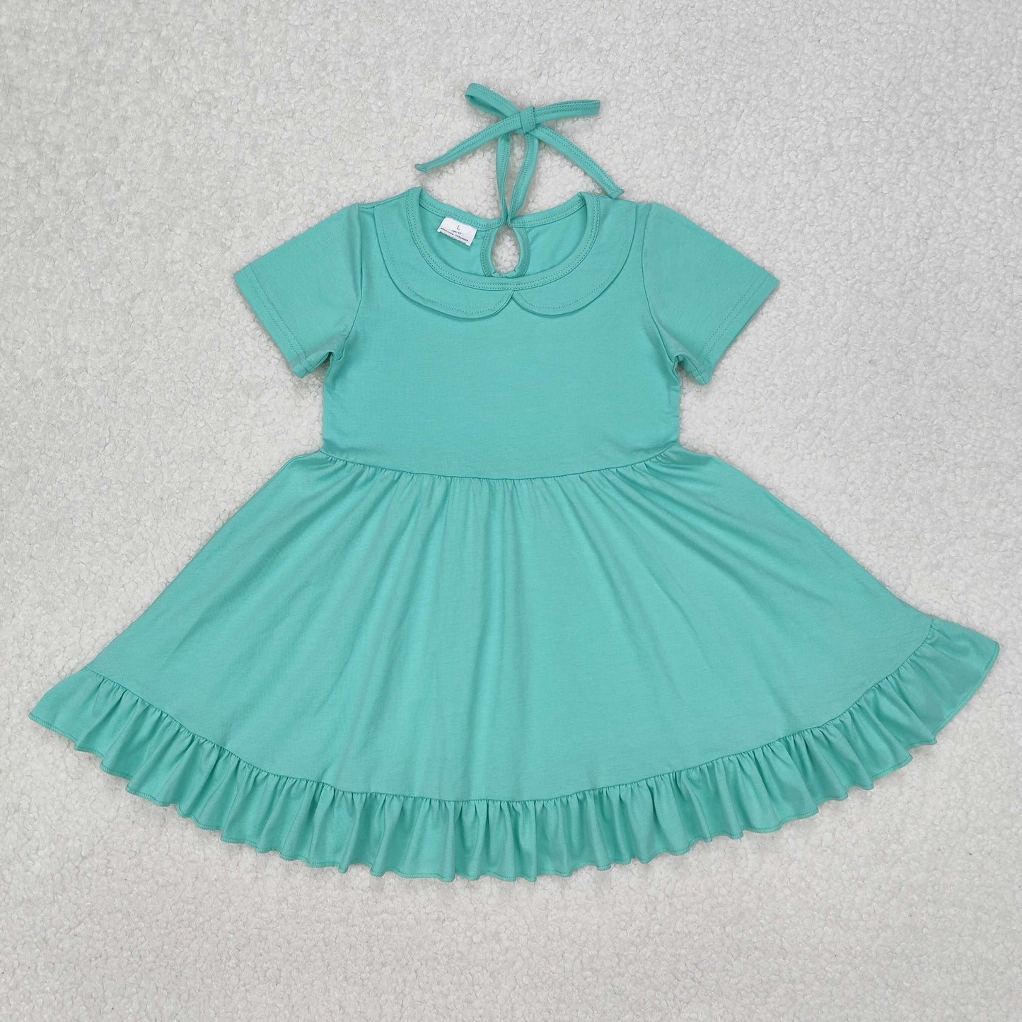 GSD1918 Pure Mint Green Ruffle Short Sleeve Dress Girls Boutique clothes 202503 RTS