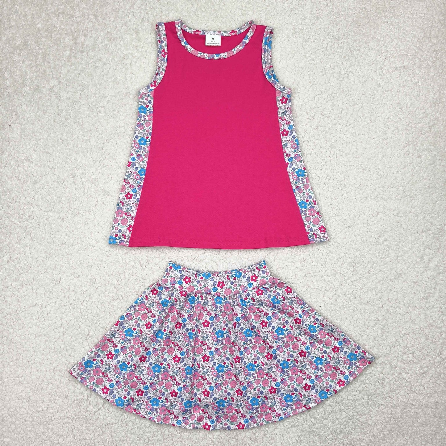GSD1926 Floral Rose Red Sleeveless Top Skirts Shorts Sets Girls Boutique Outfits 202504 RTS