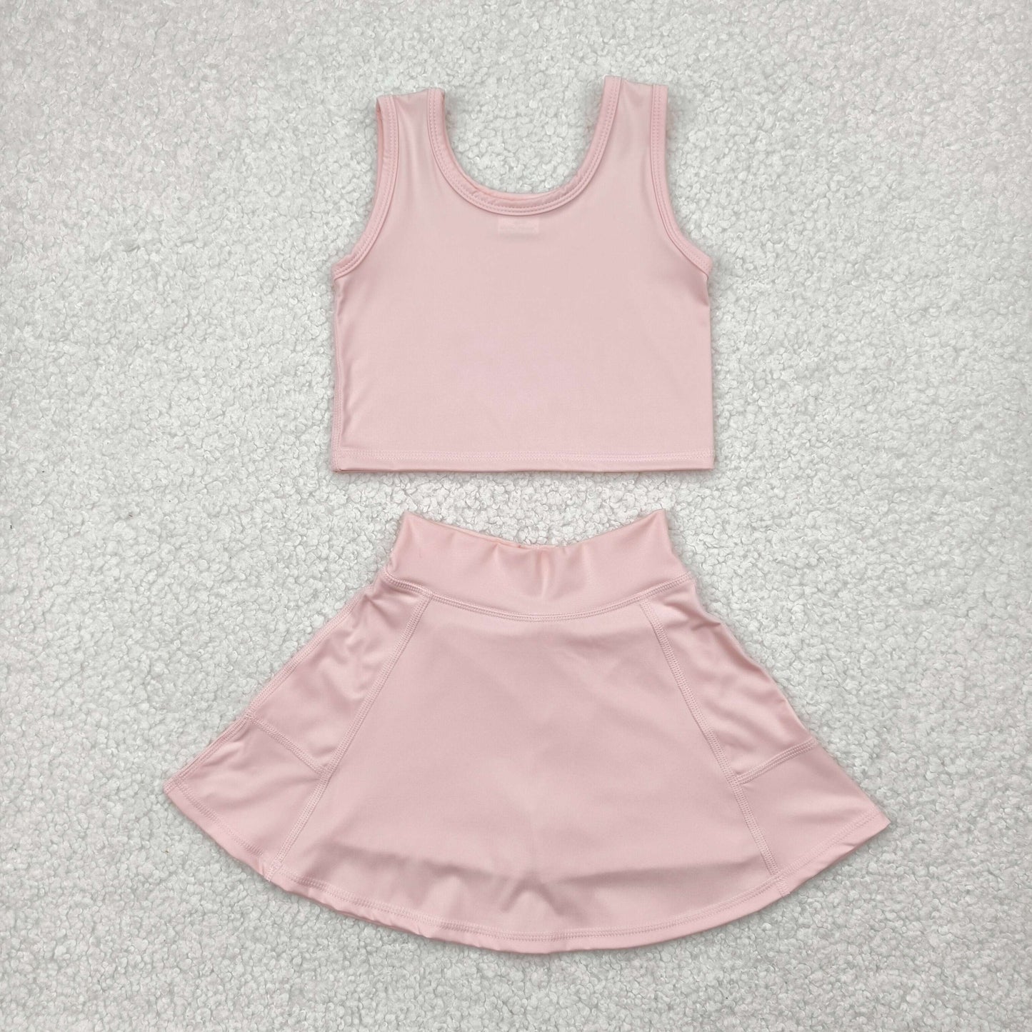 GSD1977 Yoga Outfit Baby Girls Sports clothes Pink Sleeveless top skirts shorts Girls Boutique Summer clothes 202504 RTS