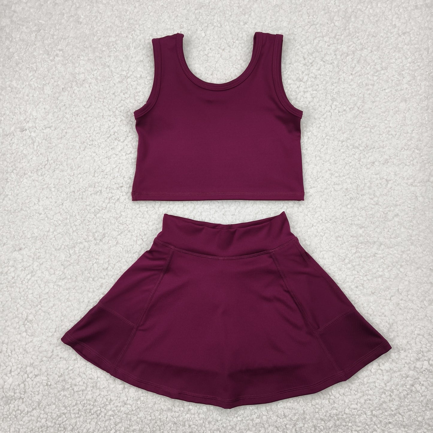GSD1981 Yoga Outfit Baby Girls Sports clothes Russet Sleeveless top skirts shorts Girls Boutique Summer clothes 202504 RTS
