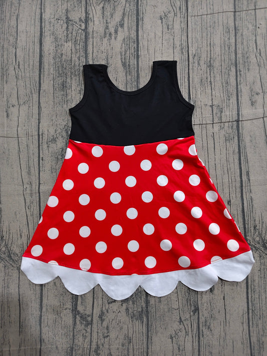 NO MOQ Preorder GSD2037 Black sleeveless red dot lace dresses for Girls 202603