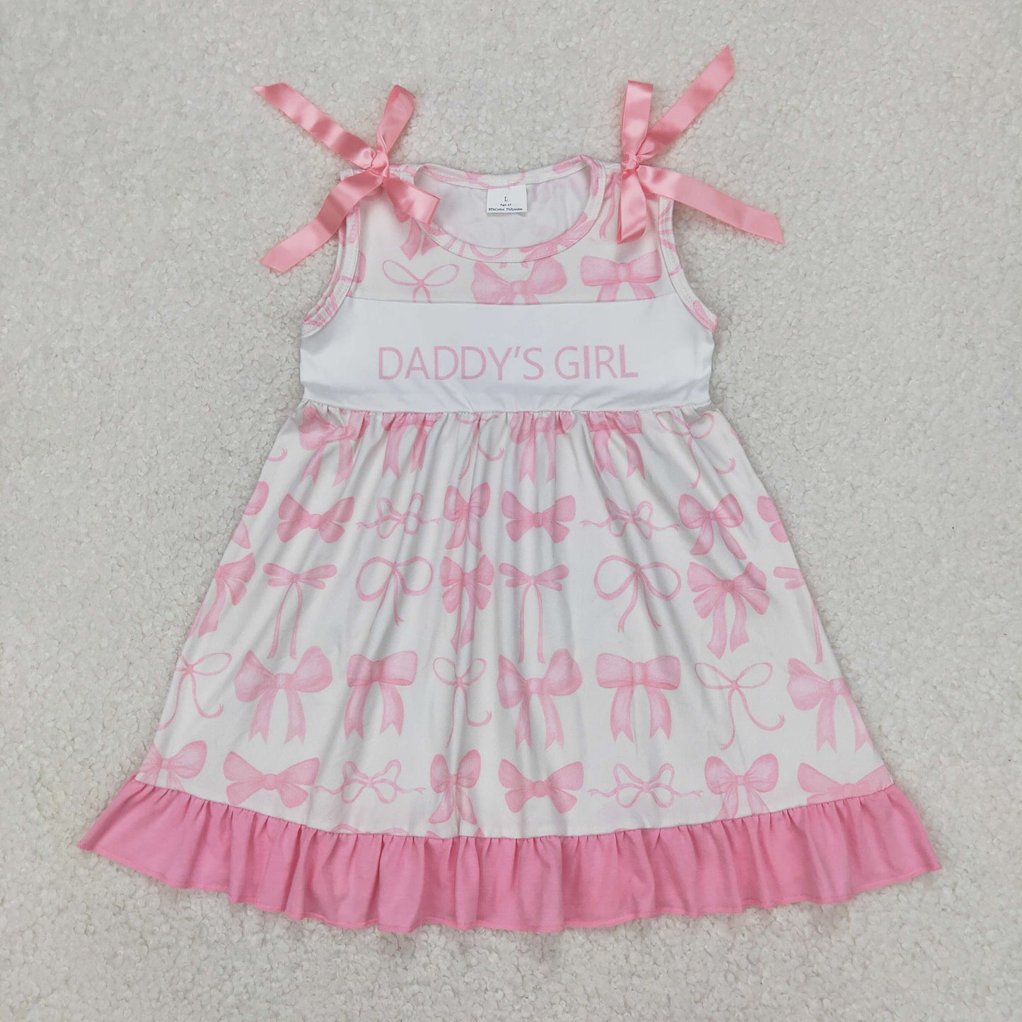 GSD2080 Fathers day Daddys girl pink bows ruffle sleeveless dress girls boutique outfit 202504 RTS