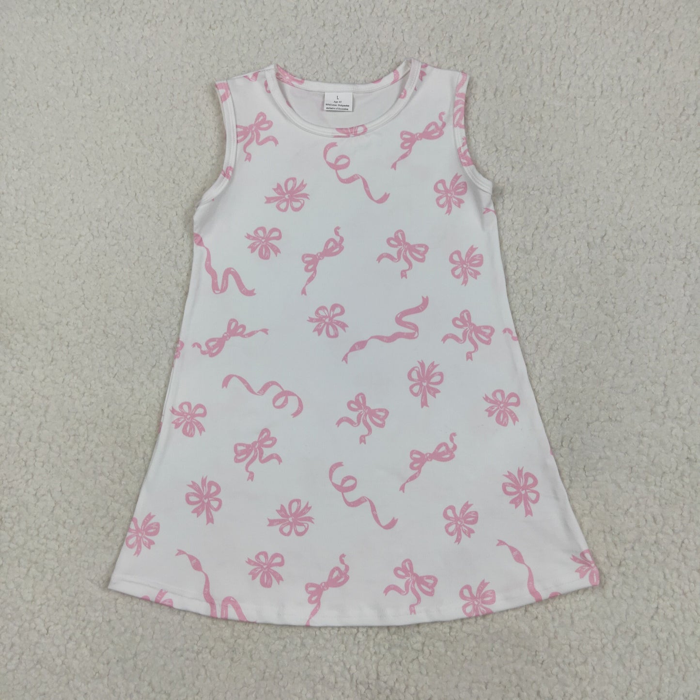 GSD2083 White Pink Bows Sleeveless Dress Girls Boutique Summer Outfit 202505 RTS