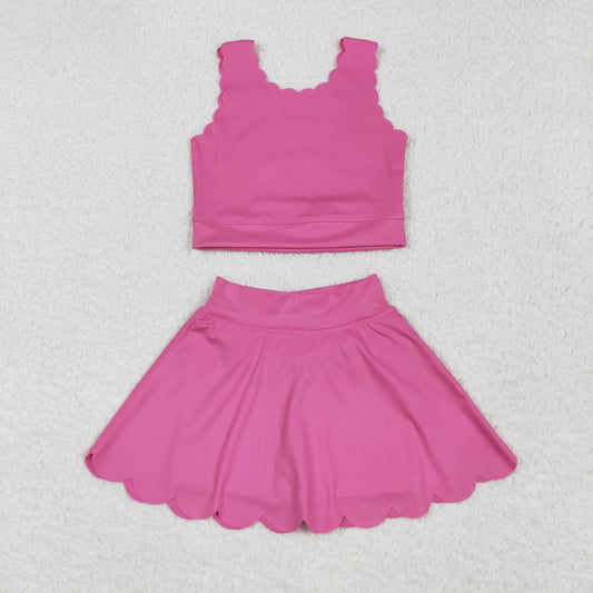 GSD2092 Yoga Outfit Pure Pink vest skirts shorts Girls Boutique outfit 202505 RTS