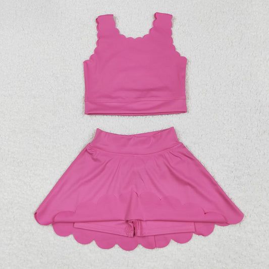 GSD2092 Yoga Outfit Pure Pink vest skirts shorts Girls Boutique outfit 202505 RTS