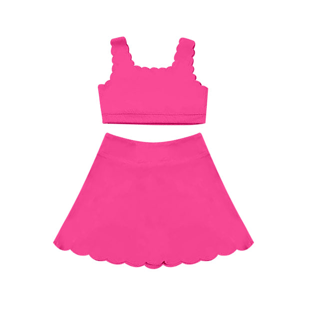 Preorder GSD2093 Yoga Outfit Rose Red vest skirts shorts Girls Boutique outfit 202502