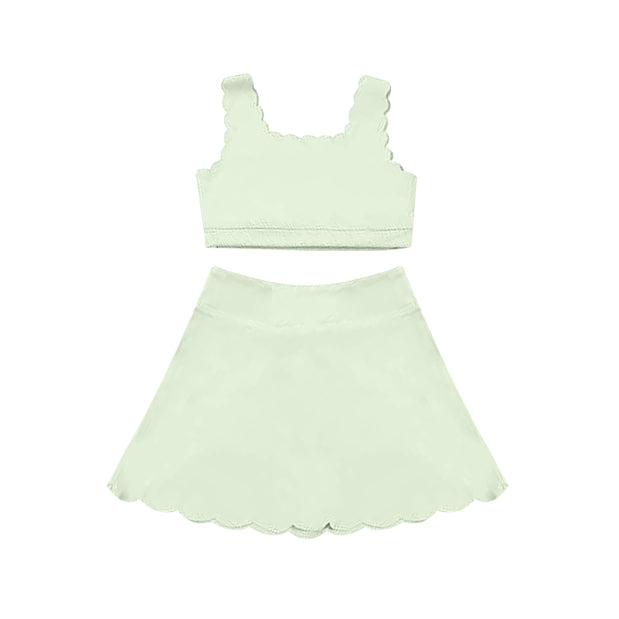 Preorder GSD2094 Yoga Outfit Pure pea green vest skirts shorts Girls Boutique outfit 202502
