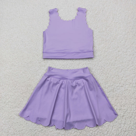 GSD2095 Yoga Outfit Pure purple vest skirts shorts Girls Boutique outfit 202505 RTS