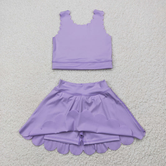 GSD2095 Yoga Outfit Pure purple vest skirts shorts Girls Boutique outfit 202505 RTS