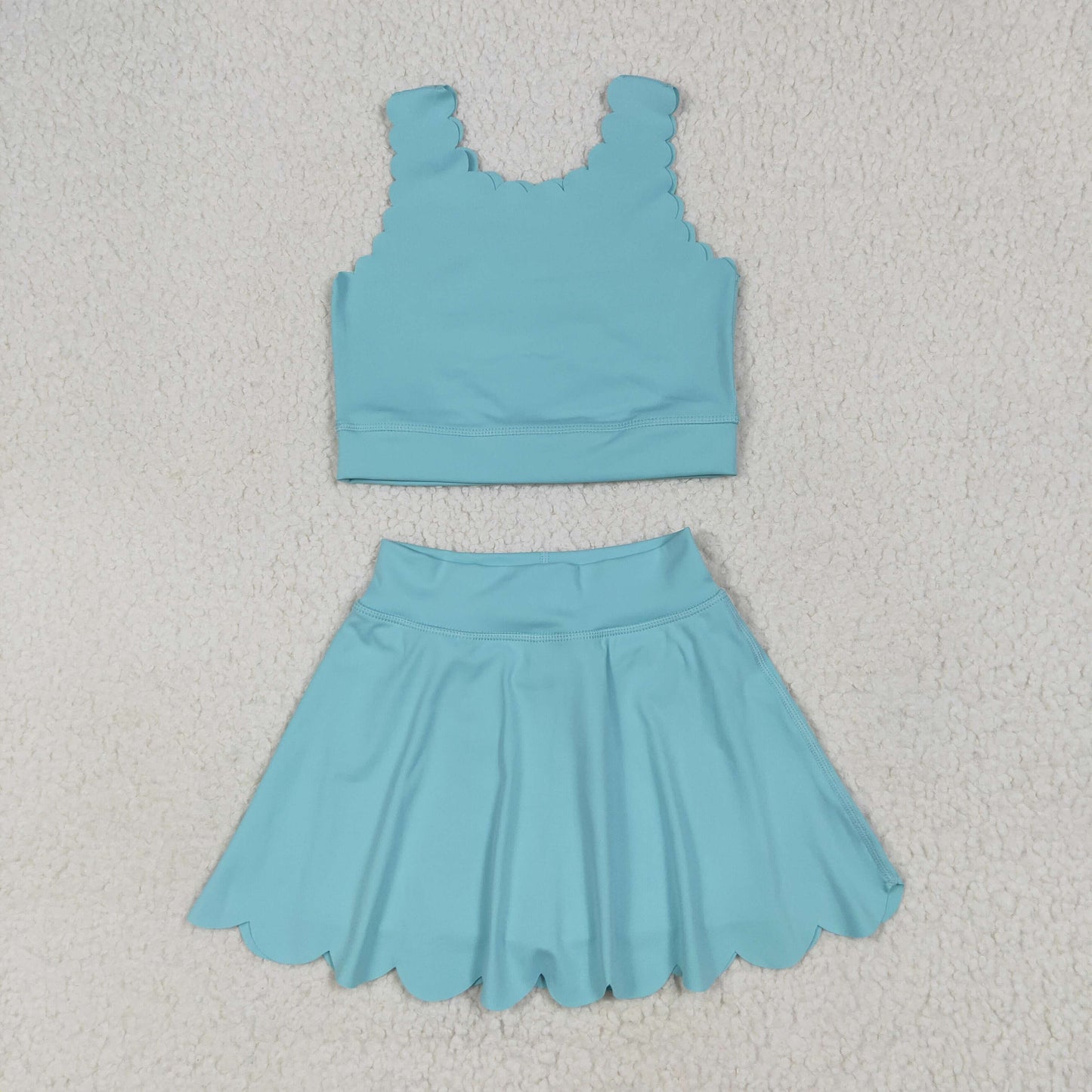 GSD2096 Yoga Outfit Pure blue vest skirts shorts Girls Boutique outfit 202506 RTS