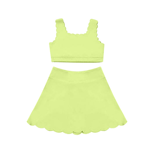 Preorder GSD2097 Yoga Outfit Yellow Green vest skirts shorts Girls Boutique outfit 202502