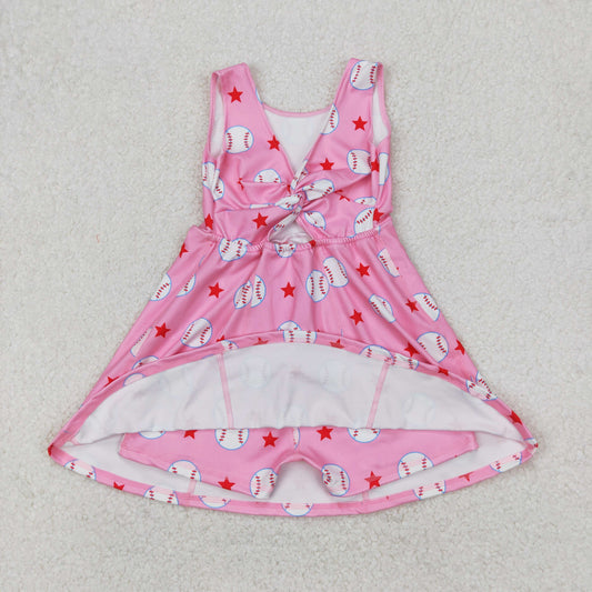 GSD2135 Yoga outfit Pink Star Baseball sleeveless Dress shorts Girls clothes 202503 RTS