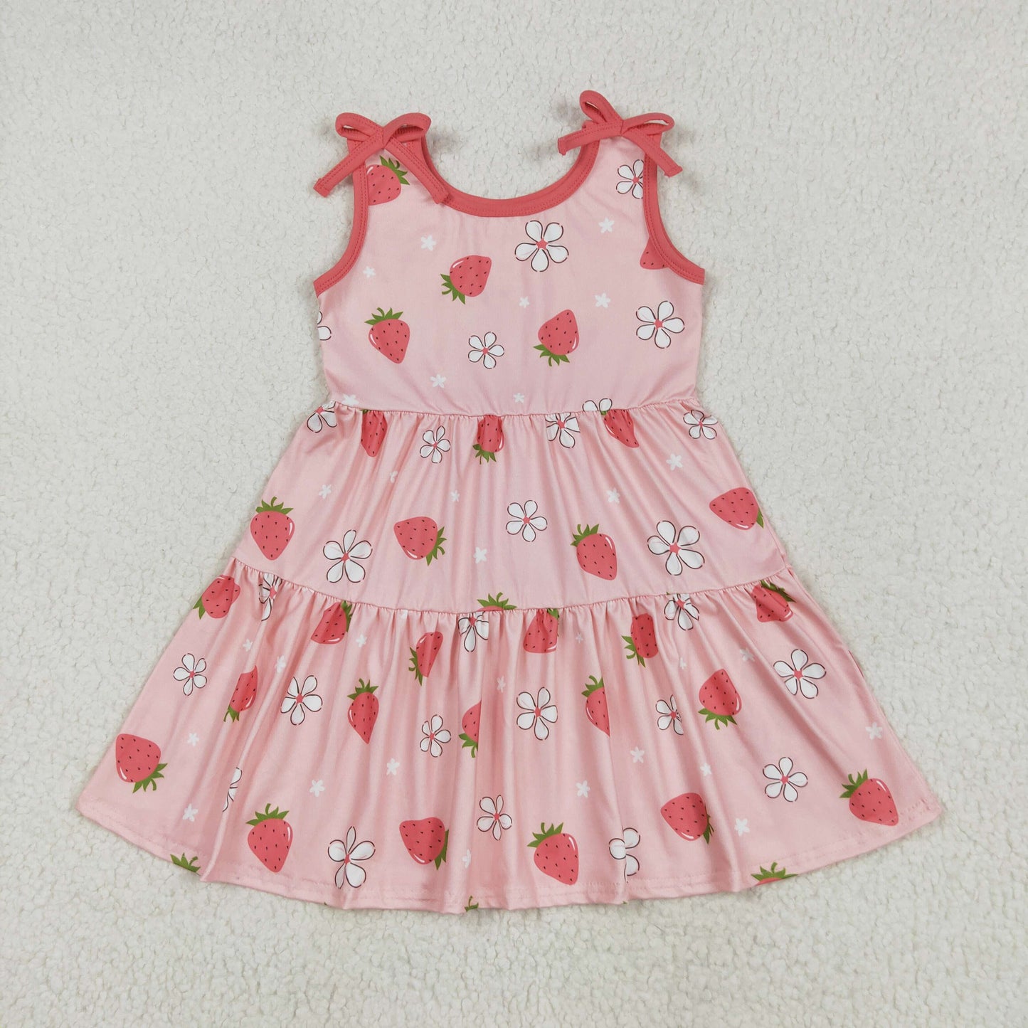 GSD2159 Strawberry Red Flower sleeveless Dress Girls boutique outfit 202505 RTS
