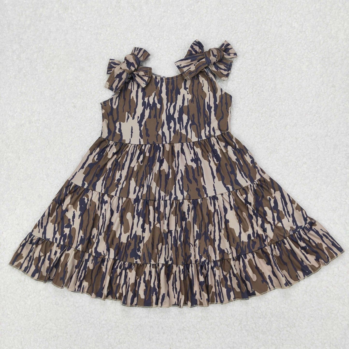 GSD2203 Brown Camo Leaf Sleeveless Dress Girls Boutique Outfits 202503 RTS