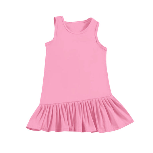 preorder GSD2245 Yoga outfit Pure Pink Ruffle Sleeveless Dress Shorts Girls Clothes 202503