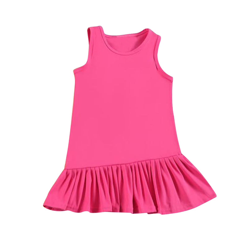 preorder GSD2246 Yoga outfit Pure Rose Red Ruffle Sleeveless Dress Shorts Girls Clothes 202503