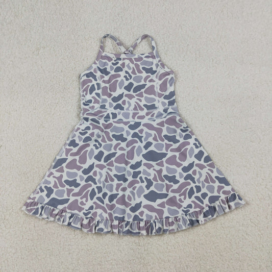 NEW GSD2308 Gray Camouflage Ruffle Halter Yoga Dresses for Girls 202603 RTS
