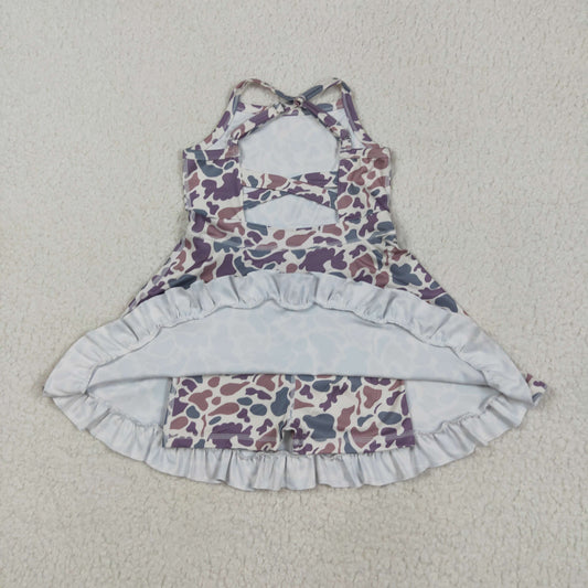 GSD2310 Camouflage Ruffle Halter Yoga Dress Girls boutique outfit 202505 RTS
