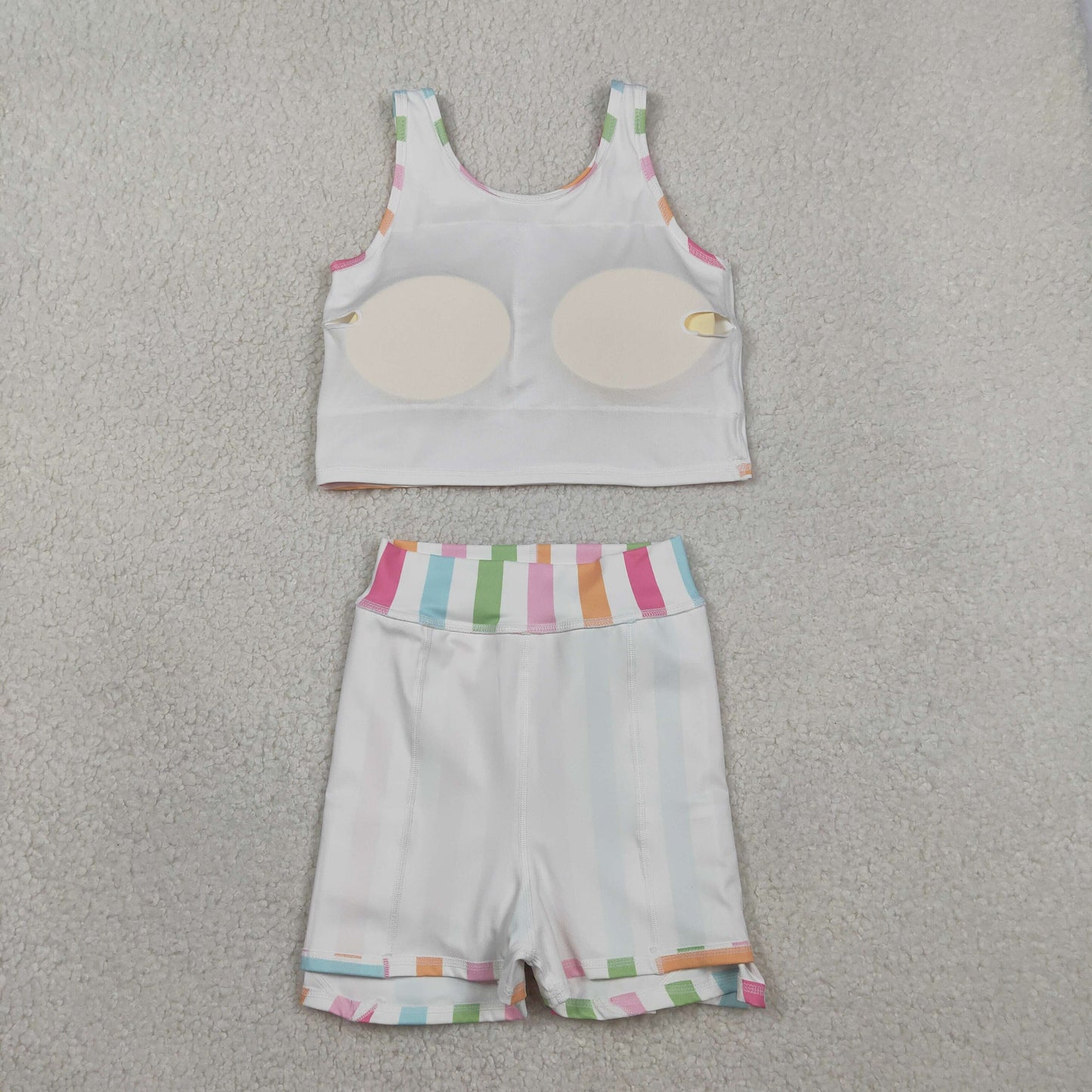 NEW GSD2348 Colored Stripe Sleeveless Vest Skirts Shorts Sets Girls Yoga Wear 202601 RTS