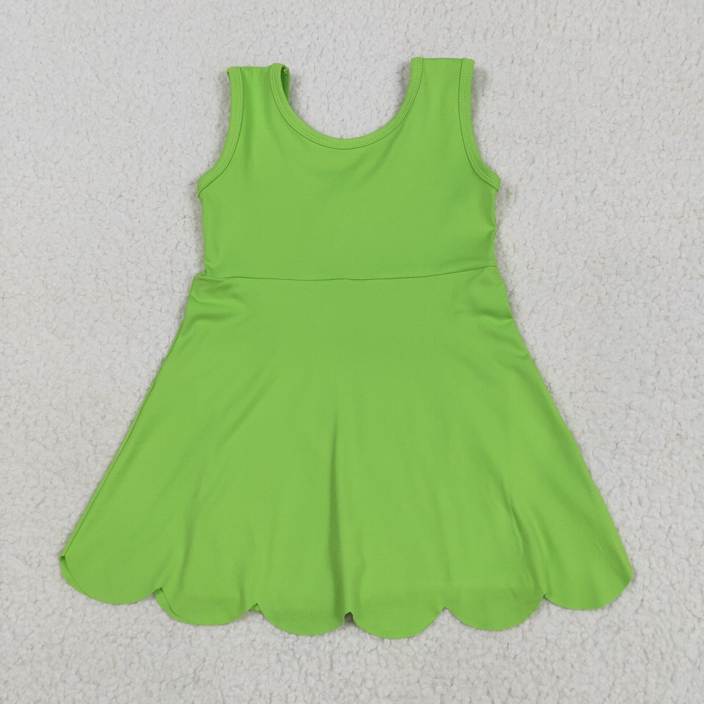 GSD2351 Yoga outfit Pure Green Sleeveless Dress Girls Clothes 202505 RTS