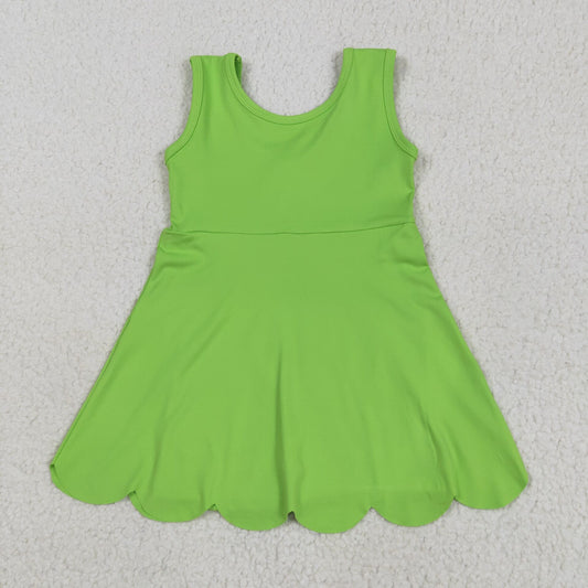 GSD2351 Yoga outfit Pure Green Sleeveless Dress Girls Clothes 202505 RTS