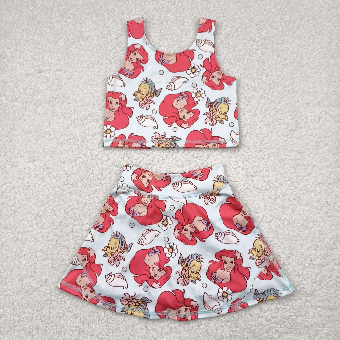 GSD2354 Yoga outfit Cartoon Princess Sleeveless Vest Skirts Shorts Sets Girls Clothes 202504 RTS