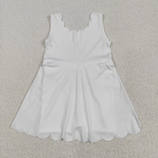 GSD2370 Pure White Sleeveless Yoga Dress Boutique Girls Clothes 202505 RTS