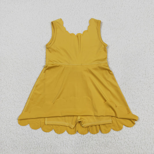GSD2373 Pure Yellow Sleeveless Yoga Dress Boutique Girls Clothes 202506 RTS