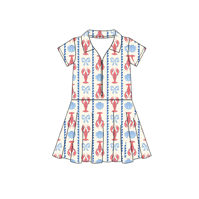 preorder GSD2406 Beige Blue Lobster Zippy Dress Boutique Yoga Girls Clothes 202503