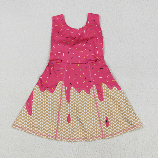 GSD2427 Rose Red Drip Ice Cream Sleeveless Girls Yoga Dress 202507 RTS