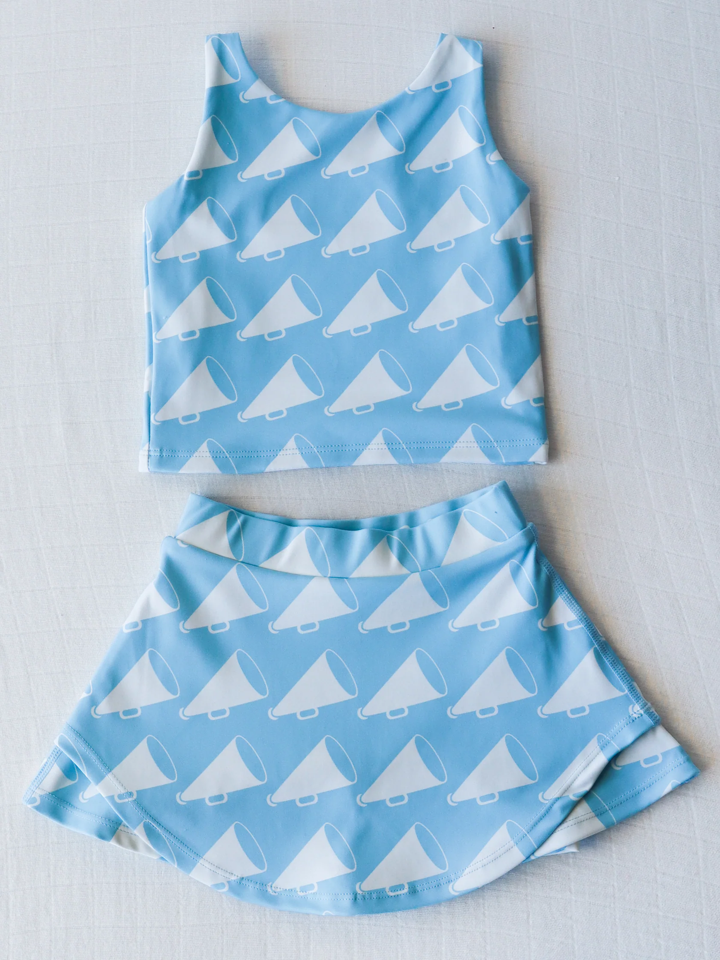preorder GSD2450 Kids Yoga Set Speaker Megaphone Sky Blue Sleeveless Vest Skirts Shorts Sets Girls Boutique Outfits 202504