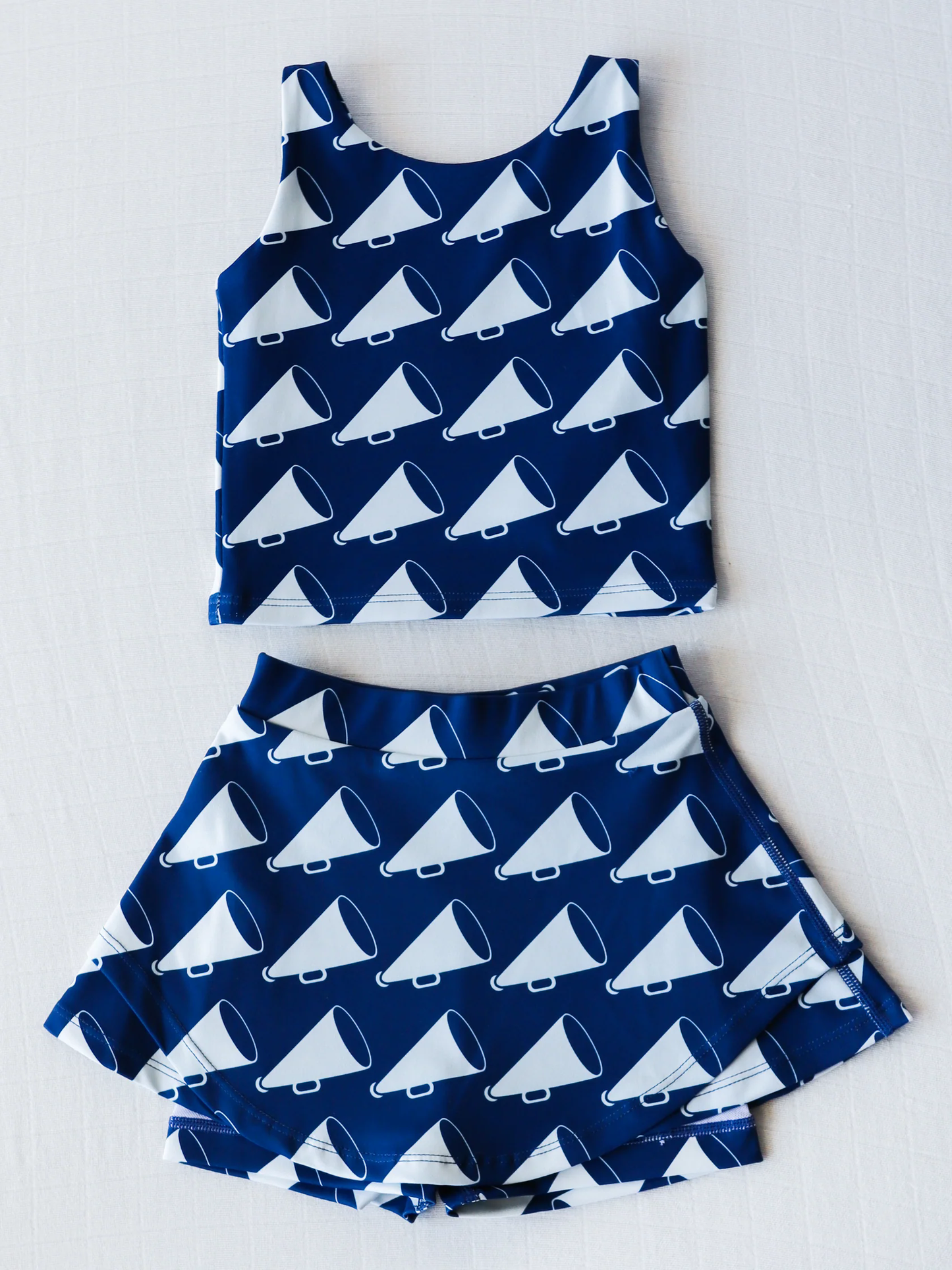preorder GSD2451 Kids Yoga Set Speaker Megaphone Navy Blue Sleeveless Vest Skirts Shorts Sets Girls Boutique Outfits 202504