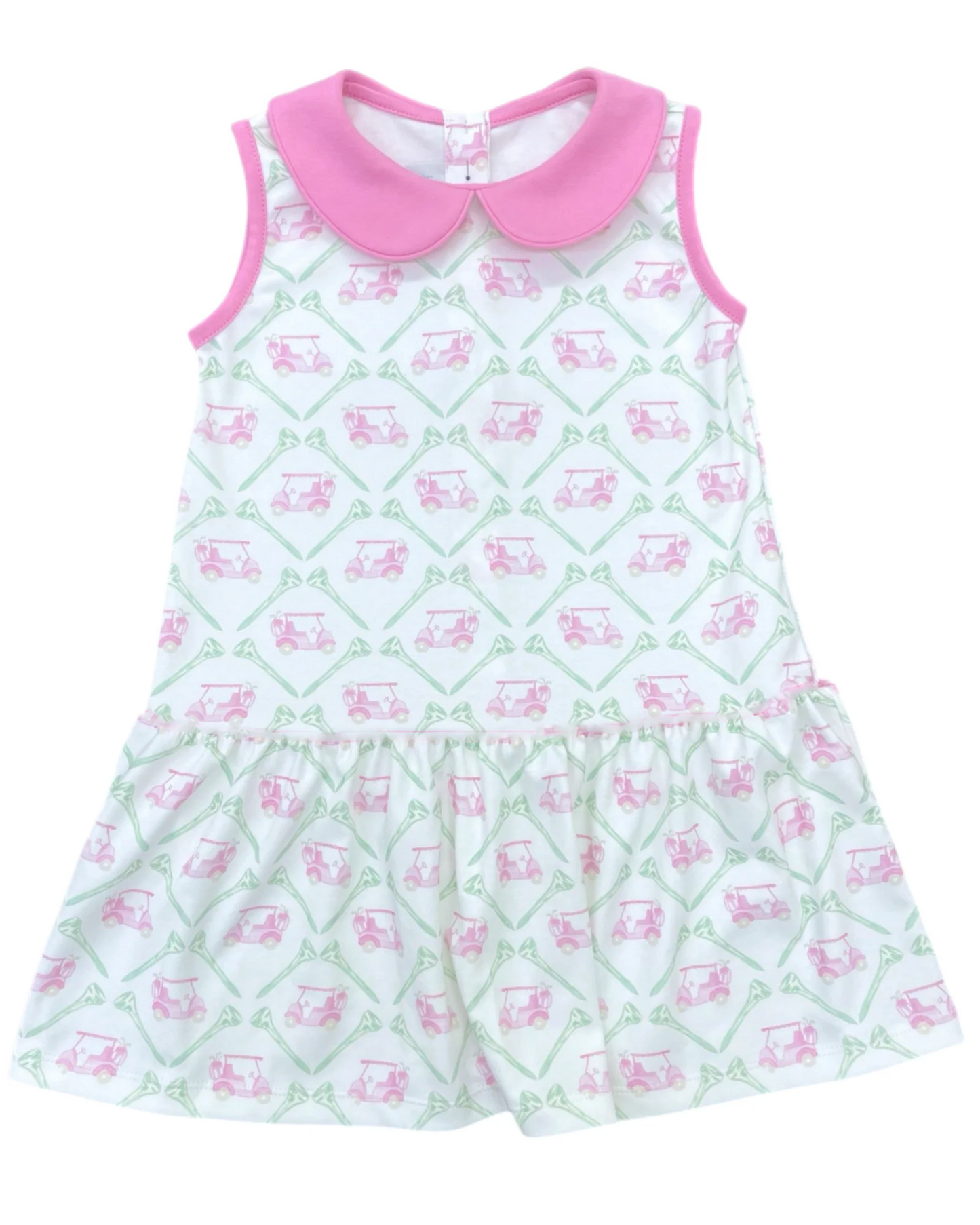 preorder GSD2467 Golf Sightseeing Car Pink Doll Collar Sleeveless Dress Girls Boutique Outfits 202504