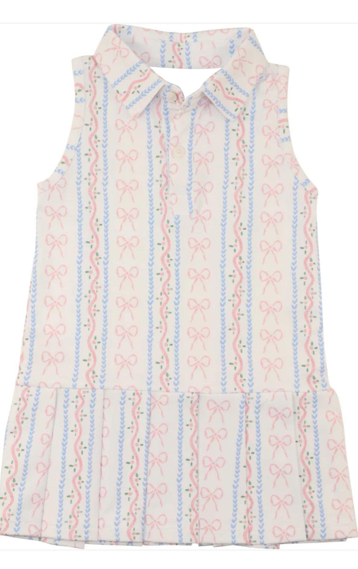 preorder GSD2484 Pink Blue Stripe Bows Polo Sleeveless Dress Girls Boutique Outfits 202504