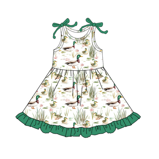 preorder GSD2486 Duck Hunting Clothes Green Ruffle Sleeveless Dress Girls Boutique Outfits 202504