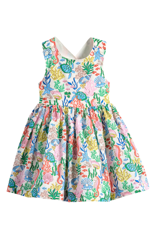 preorder GSD2508 Ocean Seaweed Green Pink Sleeveless Dress Girls Boutique Outfits 202504