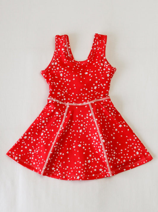 Preorder GSD2511 star red yoga dress girls boutique sleeveless dress 202504