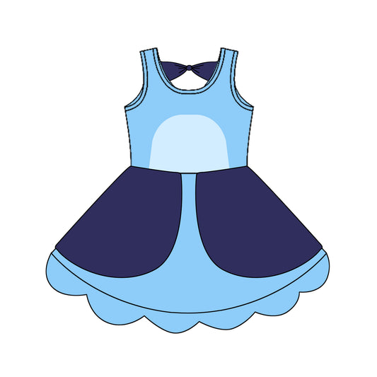 Preorder GSD2515 Bluey blue sleeveless dress Girls Boutique Summer clothes 202504