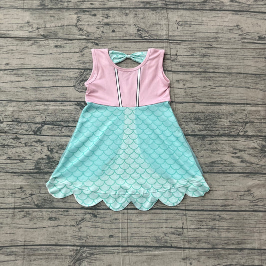 NO MOQ Preorder GSD2516 Mermaid Scale Pattern Blue Purple Sleeveless Dresses for Girls 202604