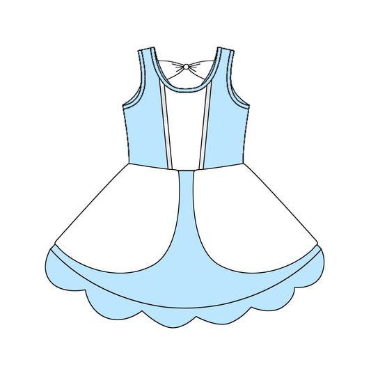 Preorder GSD2517 Bluey blue white sleeveless dress Girls Boutique Summer clothes 202504