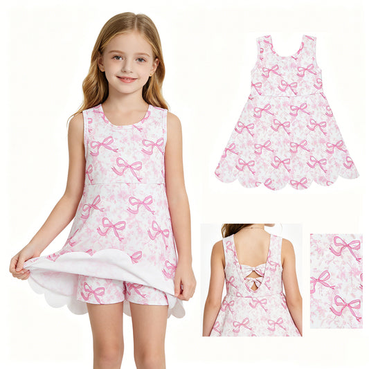 GSD2572 Flower Bows Pink Sweeter Girl Boutique Yoga Dress 202604 RTS