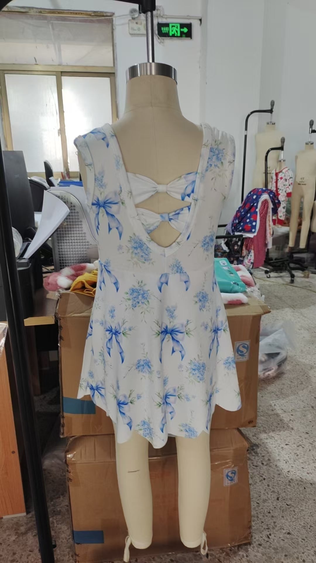 GSD2587 Bows Flower White Ruffle Sleeveless Girl Boutique Yoga Dress 202506 RTS