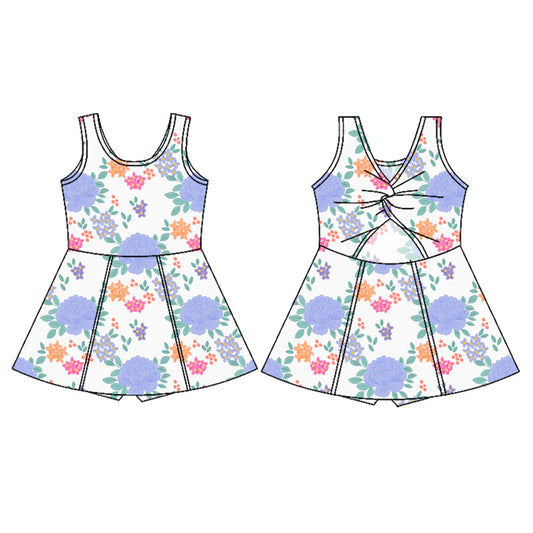 preorder GSD2626 Girls Yoga Clothing Colored Flower Leaf Sleeveless Dresses 202505